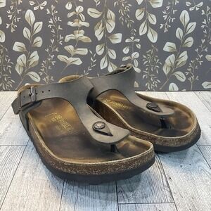 Birkenstock‎ Sandal Women EU36 US 5 Gizeh Brown Birko Flor Comfort Slides Thong